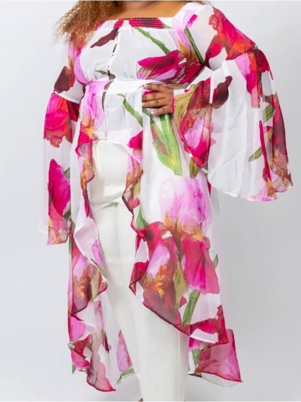 Ashley Stewart Floral Hilo Shirt in Pink & White Floral Size 22/24 NWT